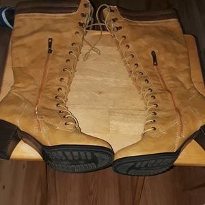 Leather faux boots